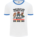 Music Weekend Forecast Alcohol Beer Mens White Ringer T-Shirt White/Royal Blue