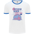Climate Change Support Your Local Planet Mens Ringer T-Shirt White/Royal Blue