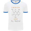 Coffee I Run On Caffeine and Chaos Funny Mens White Ringer T-Shirt White/Royal Blue