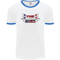 Taekwondo Fighter Mixed Martial Arts MMA Mens White Ringer T-Shirt White/Royal Blue