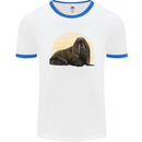 A Walrus Painting Mens White Ringer T-Shirt White/Royal Blue