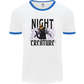 Halloween Cat Night Creature Witch Mens White Ringer T-Shirt White/Royal Blue