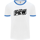 Pew Pew Pew Funny SCI-FI Movie Lightsaber Mens White Ringer T-Shirt White/Royal Blue