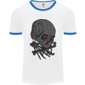 Crying Blood Skull Mens White Ringer T-Shirt White/Royal Blue