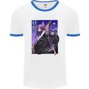 Anime Fairy Biker Japan Motorbike Motorcyle Mens White Ringer T-Shirt White/Royal Blue