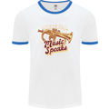 Flugelhorn Music Speaks Where Words Fail Mens White Ringer T-Shirt White/Royal Blue