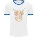 A Highland Cow Drawing Mens White Ringer T-Shirt White/Royal Blue