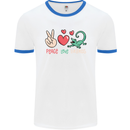Peace Love Lizards Funny Gekko Iguana Mens White Ringer T-Shirt White/Royal Blue