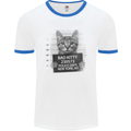 Bad Kitty New York City Police Dept. Mens White Ringer T-Shirt White/Royal Blue