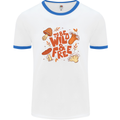 Wild & Free Mushroom Foraging Nature Mens Ringer T-Shirt White/Royal Blue