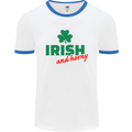 Irish and Horny St. Patrick's Day Mens White Ringer T-Shirt White/Royal Blue