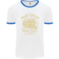 Railway Train Trainspotter Trianspotting Mens White Ringer T-Shirt White/Royal Blue