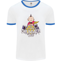 The Little Drummer Boy Funny Drumming Drum Mens White Ringer T-Shirt White/Royal Blue