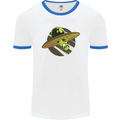 A Funny Alien Stuck in a UFO Flying Saucer Mens White Ringer T-Shirt White/Royal Blue