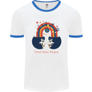 LGBT Find Your Peace Gay Pride Day Mens White Ringer T-Shirt White/Royal Blue