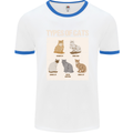 Types of Cat Persian Siamese British Bengal Mens White Ringer T-Shirt White/Royal Blue