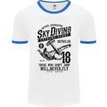 Skydiving Extreme Sports Skydiver Freefall Mens White Ringer T-Shirt White/Royal Blue