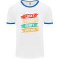 Lucky Fishing Shirt Fisherman Funny Mens White Ringer T-Shirt White/Royal Blue