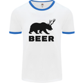 Beer Bear Funny Animal Alcohol Mens White Ringer T-Shirt White/Royal Blue