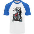 Graveyard Rock Guitar Skull Heavy Metal Mens S/S Baseball T-Shirt White/Royal Blue
