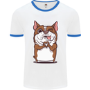 A Cute Dog With a Heart Sign Mens White Ringer T-Shirt White/Royal Blue