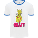 Pineapple Slut Funny Movie Theme Mens White Ringer T-Shirt White/Royal Blue