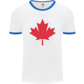 Canadian Flag Canada Maple Leaf Mens White Ringer T-Shirt White/Royal Blue