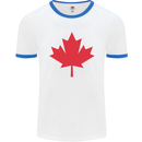 Canadian Flag Canada Maple Leaf Mens White Ringer T-Shirt White/Royal Blue