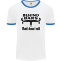 Behind Bars That's How I Roll Cycling Mens White Ringer T-Shirt White/Royal Blue