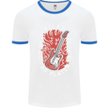 Here Comes the Guitar Player Guitarist Mens White Ringer T-Shirt White/Royal Blue