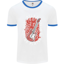 Here Comes the Guitar Player Guitarist Mens White Ringer T-Shirt White/Royal Blue