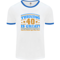 40th Birthday Turning 40 Is Great Year Old Mens White Ringer T-Shirt White/Royal Blue