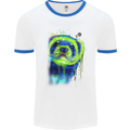 A Ferret Watercolour Mens White Ringer T-Shirt White/Royal Blue