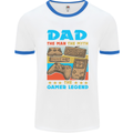 Dad Gamer Legend Fathers Day Gaming Funny Mens Ringer T-Shirt White/Royal Blue