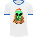 Christmas Alien UFO Santa Space Ship Funny Mens White Ringer T-Shirt White/Royal Blue