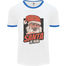 Ask Your Mum If Santa Real Funny Christmas Mens White Ringer T-Shirt White/Royal Blue