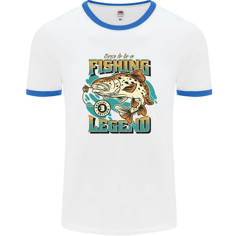 Fishing Legend Funny Fisherman Mens White Ringer T-Shirt White/Royal Blue