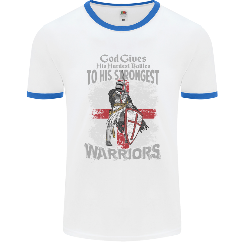 St George Warriors Mens White Ringer T-Shirt White/Royal Blue