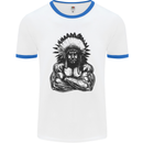 Gym Chief Training Top Bodybuilding MMA Mens White Ringer T-Shirt White/Royal Blue
