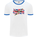 Supermarine Spitfire with the Union Jack Mens White Ringer T-Shirt White/Royal Blue