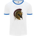 Spartan Helmet Gym Bodybuilding Training Mens Ringer T-Shirt White/Royal Blue