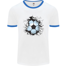 Football Smash Soccer Player Ball Mens White Ringer T-Shirt White/Royal Blue