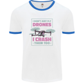 I Crash Them Too Funny Drone Pilot Mens Ringer T-Shirt White/Royal Blue