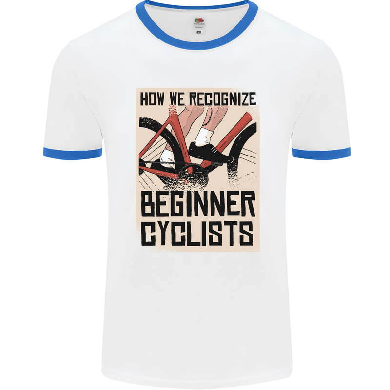 Novice Cyclists Funny Bicycle Cycling Mens Ringer T-Shirt White/Royal Blue