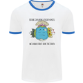 Save the Earth Climate Change Environment Mens White Ringer T-Shirt White/Royal Blue