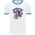 Cycling Mountain Bike Bicycle Cyclist MTB Mens White Ringer T-Shirt White/Royal Blue