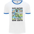 Save Nature Save Earth Ecology Environment Mens White Ringer T-Shirt White/Royal Blue