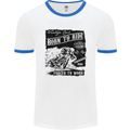 Cafe Racer Biker Motorcycle Motorbike Mens White Ringer T-Shirt White/Royal Blue