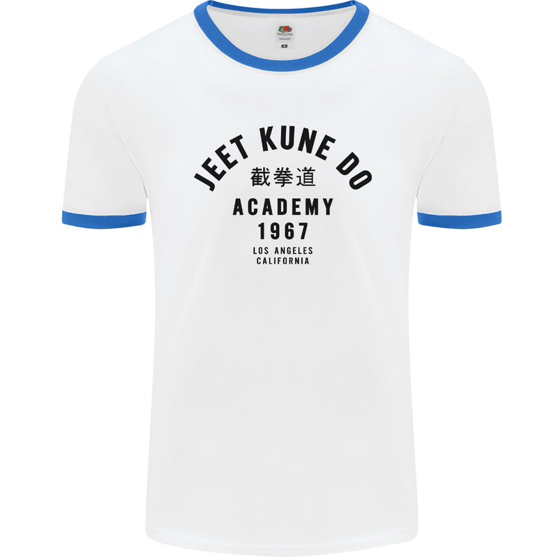 Jeet Kune Do Academy MMA Martial Arts Mens White Ringer T-Shirt White/Royal Blue