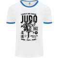 Judo Strength and Courage Martial Arts MMA Mens White Ringer T-Shirt White/Royal Blue